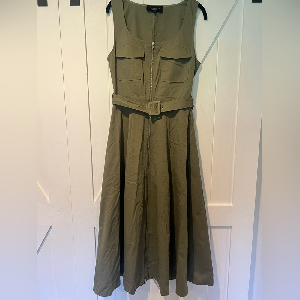 Flying Tomato- Free Market- Olive Green Belted Midi Dress